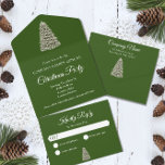 Elegant kerstboom Green Company Holiday All In One Uitnodiging<br><div class="desc">Dit elegante kerstfeestontwerp van het bedrijf is voorzien van een snowy kerstboom met licht op een donkergroene achtergrond. Klik de aanpassingsknoop voor meer flexibiliteit in het wijzigen van de tekst en de grafiek! De variaties van dit ontwerp en de coördinerende producten zijn beschikbaar in onze winkel, zazzle.com/store/doodlelulu. Neem contact met...</div>