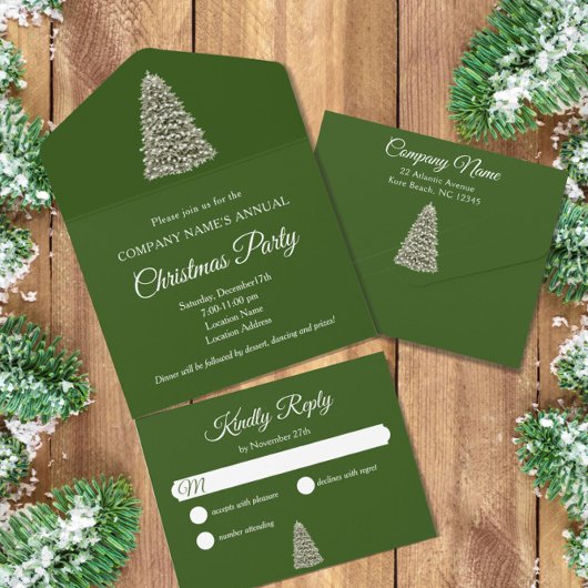Elegant kerstboom Green Company Holiday All In One Uitnodiging
