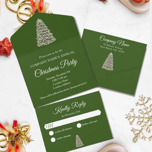 Elegant kerstboom Green Company Holiday All In One Uitnodiging