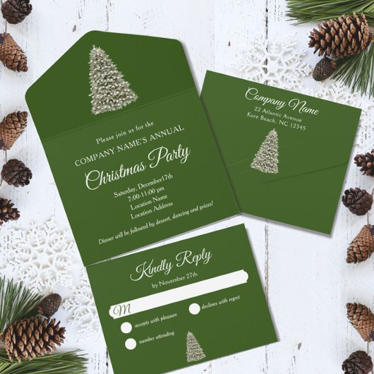 Elegant kerstboom Green Company Holiday All In One Uitnodiging
