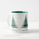 Elegant kerstboom Green White Tweekleurige Koffiemok (Voorkant links)