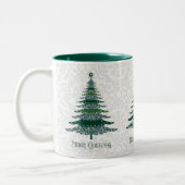 Elegant kerstboom Green White Tweekleurige Koffiemok (Links)