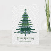 Elegant kerstboom Groen Wit Gepersonaliseerd Feestdagen Kaart (Voorkant)