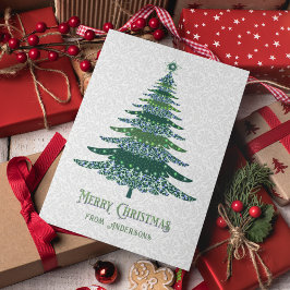 Elegant kerstboom Groen Wit Gepersonaliseerd Feestdagen Kaart