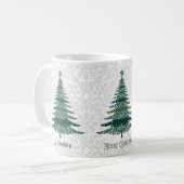 Elegant kerstboom Groen Wit Gepersonaliseerd Koffiemok (Voorkant links)