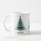 Elegant kerstboom Groen Wit Gepersonaliseerd Koffiemok (Links)