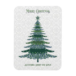 Elegant kerstboom Groen Wit Gepersonaliseerd Magneet