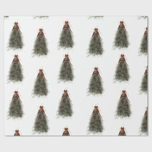 Elegant Kerstboom Inpakpapier (Vlak)