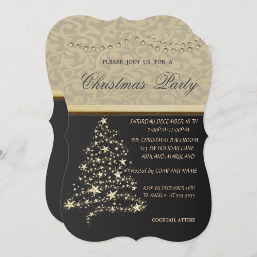 Elegant kerstboom, kerstfeest bedrijf kaart (Voorkant / Achterkant)