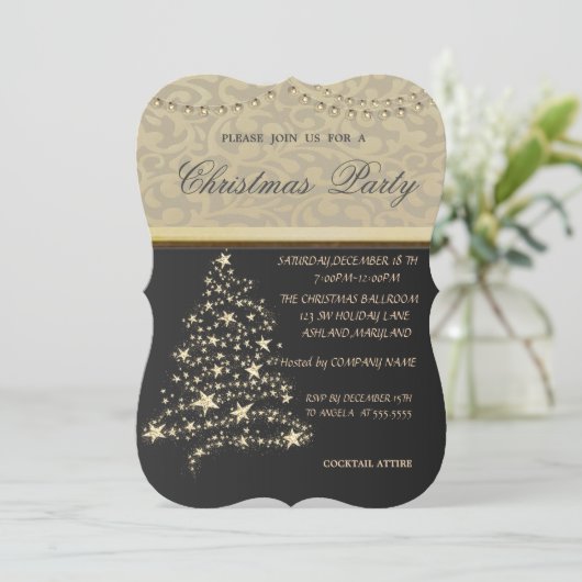 Elegant kerstboom, kerstfeest bedrijf kaart (Staand voorkant)