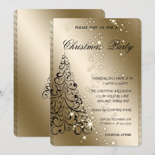 Elegant kerstboom, kerstfeest kaart (Voorkant / Achterkant)