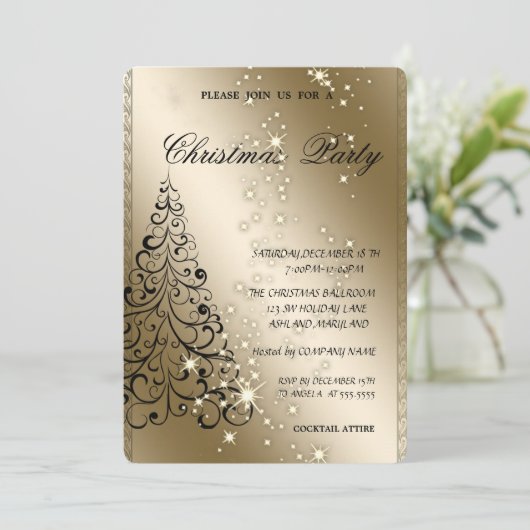 Elegant kerstboom, kerstfeest kaart (Staand voorkant)