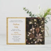 Elegant kerstboom met Gold Glitter Party Kaart (Staand voorkant)