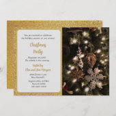 Elegant kerstboom met Gold Glitter Party Kaart (Voorkant / Achterkant)