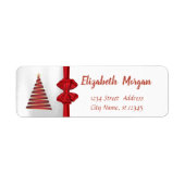 Elegant kerstboom, Red Bow Holiday Etiket (Voorkant)