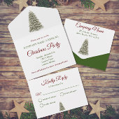 Elegant kerstboom Red & Green Company Party All In One Uitnodiging