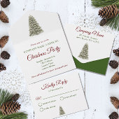 Elegant kerstboom Red & Green Company Party All In One Uitnodiging