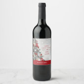 Elegant kerstboom relatiegeschenk wijn etiket (Voorkant)