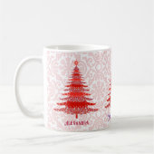 Elegant kerstboom rode gepersonaliseerde sneeuwvlo koffiemok (Links)