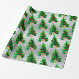 Elegant kerstboom, rode Ornamenten, pakketten Cadeaupapier