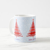 Elegant kerstboom rood groen gepersonaliseerd koffiemok (Voorkant links)