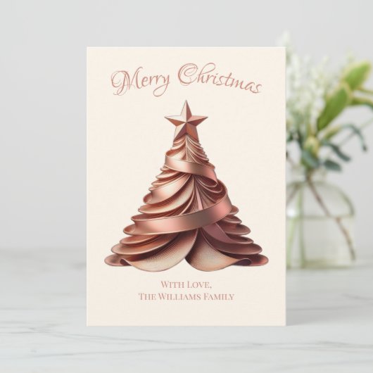 Elegant kerstboom-Roos goud Feestdagenkaart (Staand voorkant)
