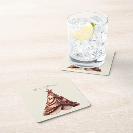 Elegant kerstboom-Roos goud Kartonnen Onderzetters (Insitu)