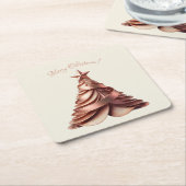 Elegant kerstboom-Roos goud Kartonnen Onderzetters (Schuin)