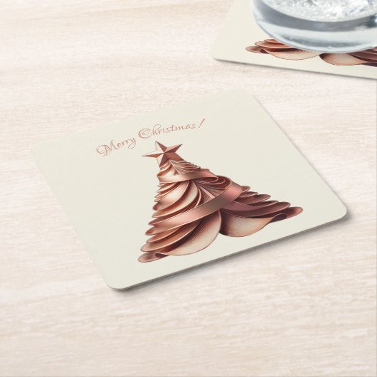 Elegant kerstboom-Roos goud Kartonnen Onderzetters (Schuin)