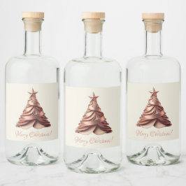Elegant kerstboom-Roos goud Likeurfles Etiket