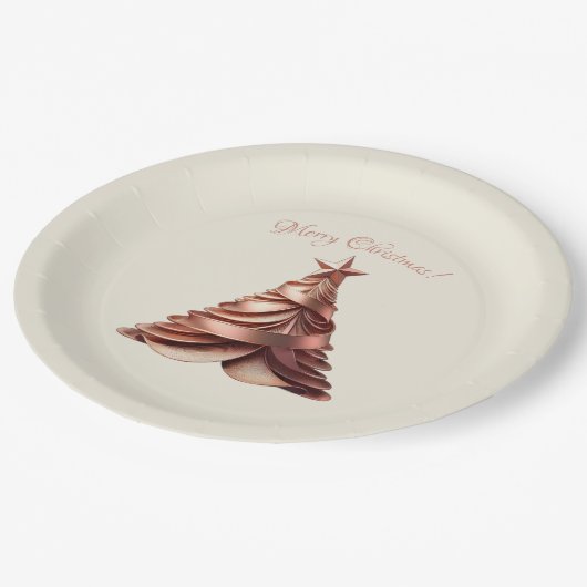 Elegant kerstboom-Roos goud Papieren Bordje (Gekanteld)