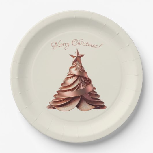 Elegant kerstboom-Roos goud Papieren Bordje (Voorkant)