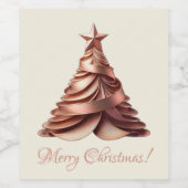 Elegant kerstboom-Roos goud Wijn Etiket (Enkel label)