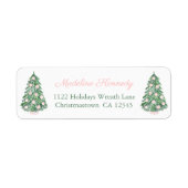 Elegant kerstboom Roze Baubles Return Address Etiket (Voorkant)