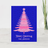 Elegant kerstboom roze blauw, speciaal aangepast feestdagen kaart (Voorkant)
