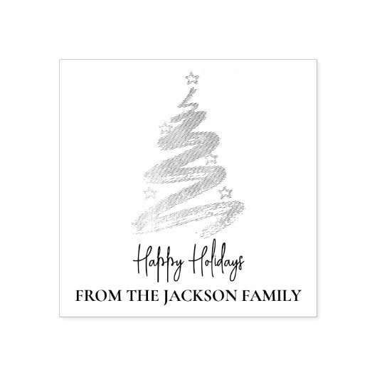 Elegant kerstboom rubberstempel (Afrduk)