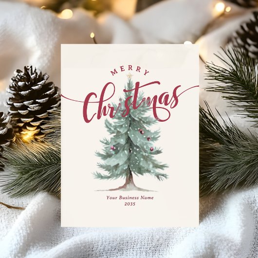 Elegant Kerstboom Script Zakelijk Logo Feestdagenkaart