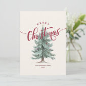 Elegant Kerstboom Script Zakelijk Logo Feestdagenkaart (Staand voorkant)