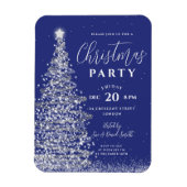 Elegant kerstboom Silver Navy Holiday Invite Magneet (Verticaal)