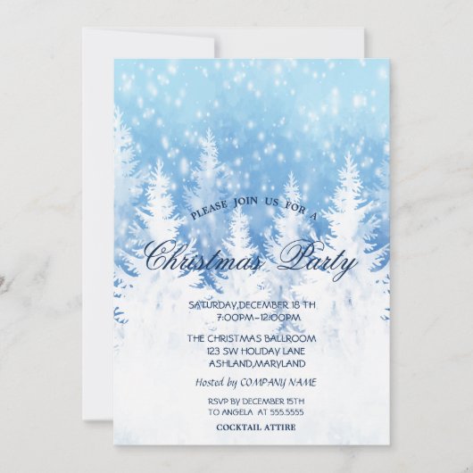 Elegant kerstboom, sneeuwkerstfeest kaart (Voorkant)