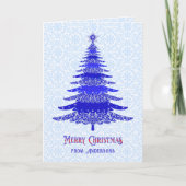 Elegant kerstboom Snowflake Blue, speciaal geperso Feestdagen Kaart (Voorkant)