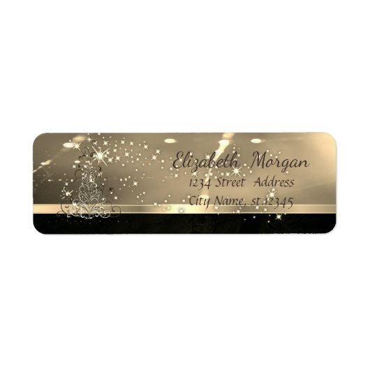 Elegant kerstboom, Sparkle, Faux Gold Etiket (Voorkant)