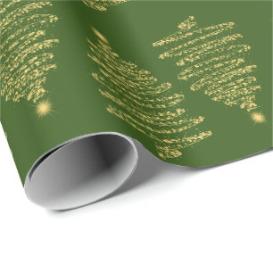 Elegant kerstboom Sparkle Gold Green Cadeaupapier