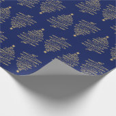 Elegant kerstboom Sparkle Gold Navy Blue Cadeaupapier (Hoek)