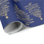 Elegant kerstboom Sparkle Gold Navy Blue Cadeaupapier (Rol Hoek)