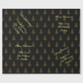 Elegant kerstboom Striped Black Gold Cadeaupapier (Vlak)