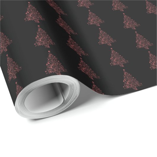 Elegant kerstboom Striped Black Red Pattern Cadeaupapier (Rol Hoek)