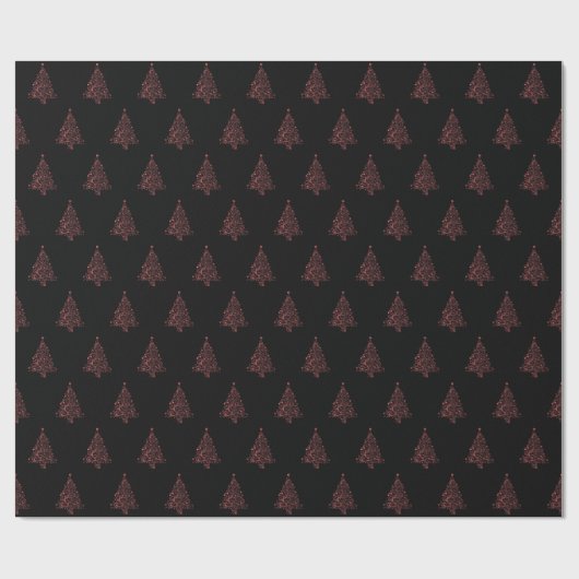 Elegant kerstboom Striped Black Red Pattern Cadeaupapier (Vlak)