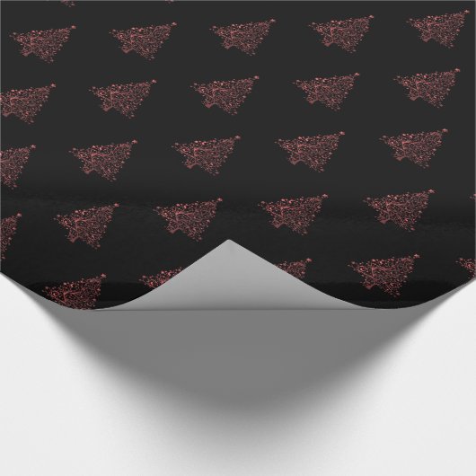 Elegant kerstboom Striped Black Red Pattern Cadeaupapier (Hoek)