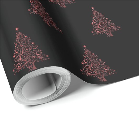 Elegant kerstboom Striped Black Red Pattern Cadeaupapier (Rol Hoek)